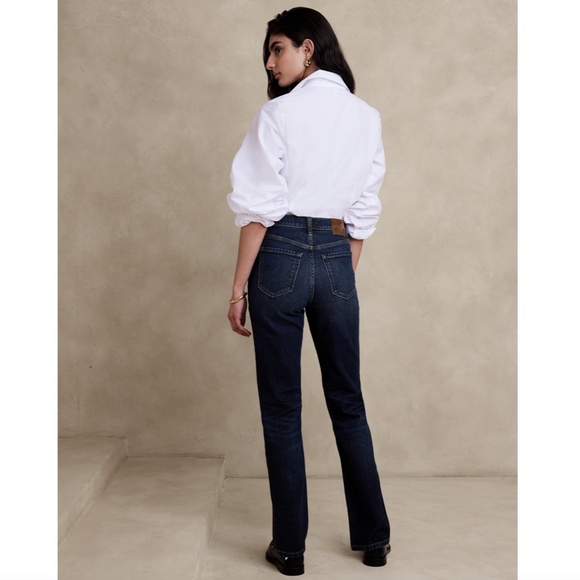 New BANANA REPUBLIC Size 27 Long 27L The Straight Jean in Medium Wash Button Fly - Picture 2 of 8